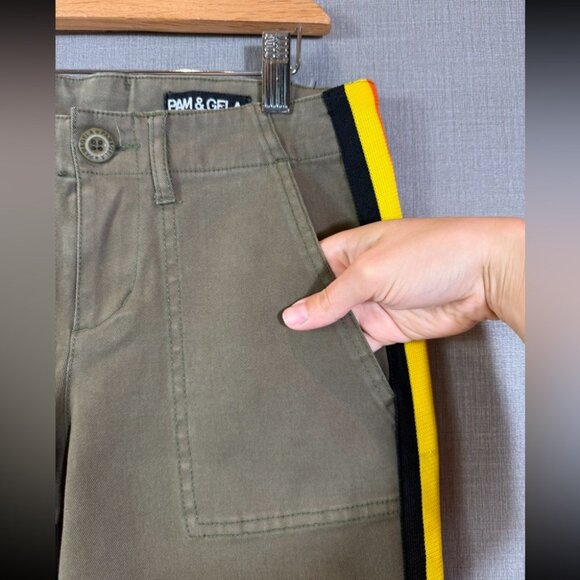 Pam & Gela Twill Utility Side Stripe Mid-Rise Ankle Skinny Pants - Picture 6 of 14